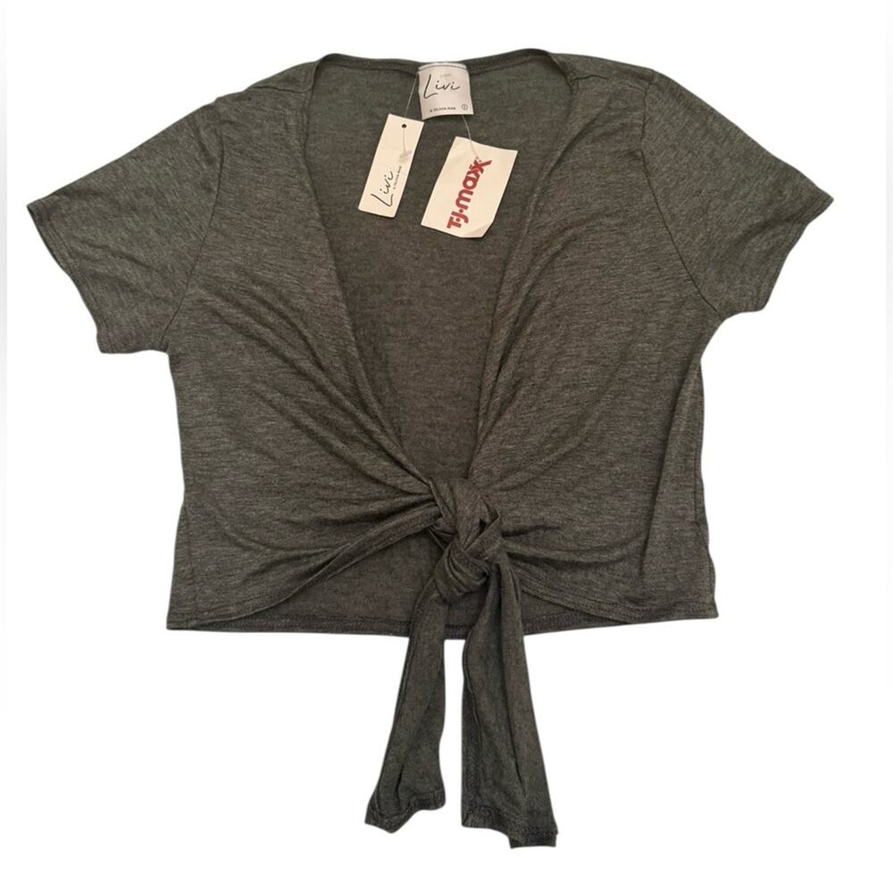 Livi by Olivia Ray Charcoal Knot-Front Tee Size S NWT - Picture 12 of 12